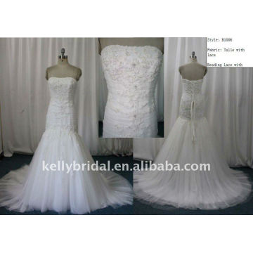 2012 Hot Style Trumpt bretelles en dentelle Tulle fournisseur en gros robes de mariage